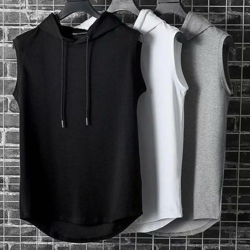 Mens Muscle Hoodie Vest Sleeveless