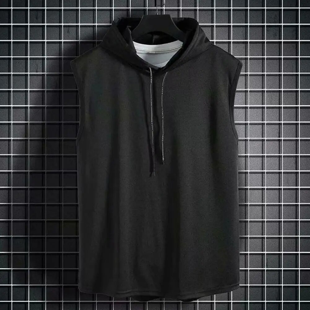 Mens Muscle Hoodie Vest Sleeveless