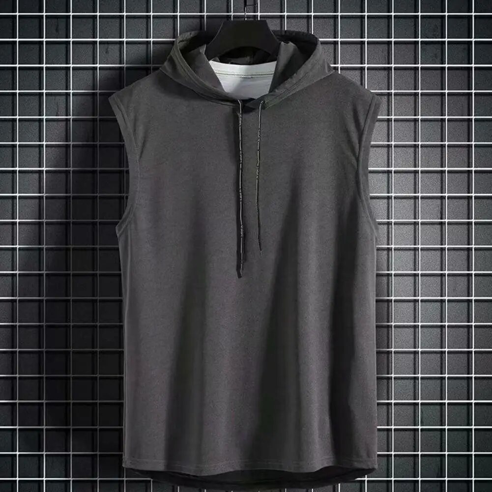 Mens Muscle Hoodie Vest Sleeveless